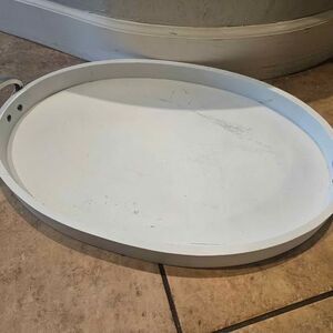 Extra Large Oval Wood Tray with Handles 24" x 16"